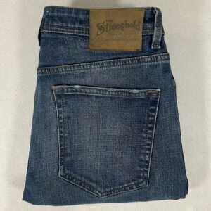 The Stronghold USA Selvedge Blue Denim Jeans 32x30 Mens Relaxed Taper Button Fly